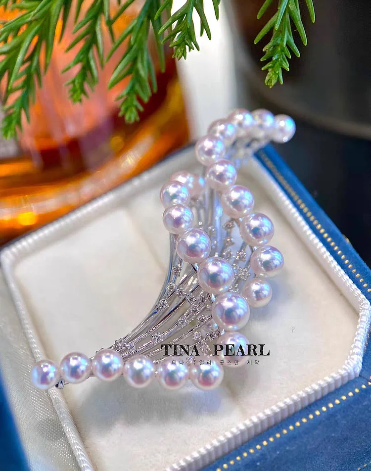 2024 TINA Jewelry Sea Water akoya Pearl Elegant arc Brooch