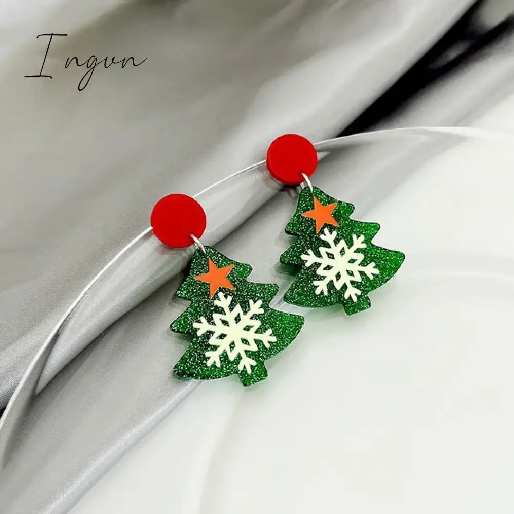 Moving Santa Claus Tassel Dangle Earrings For Women Christmas Tree Snowflake Asymmetric Long Chain