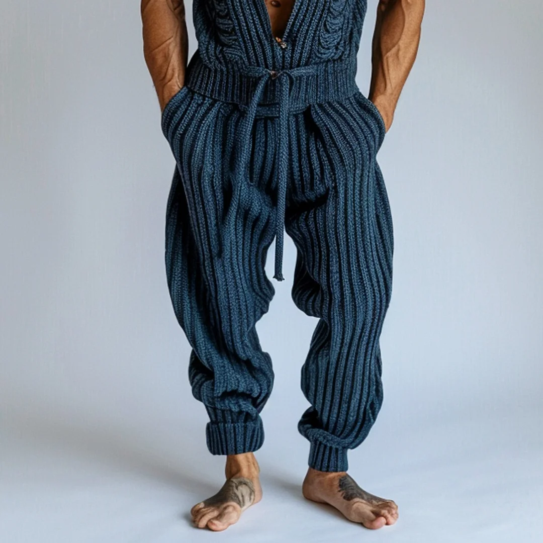 Solid Color Casual Knitted Sleeveless Suit-inspireuse