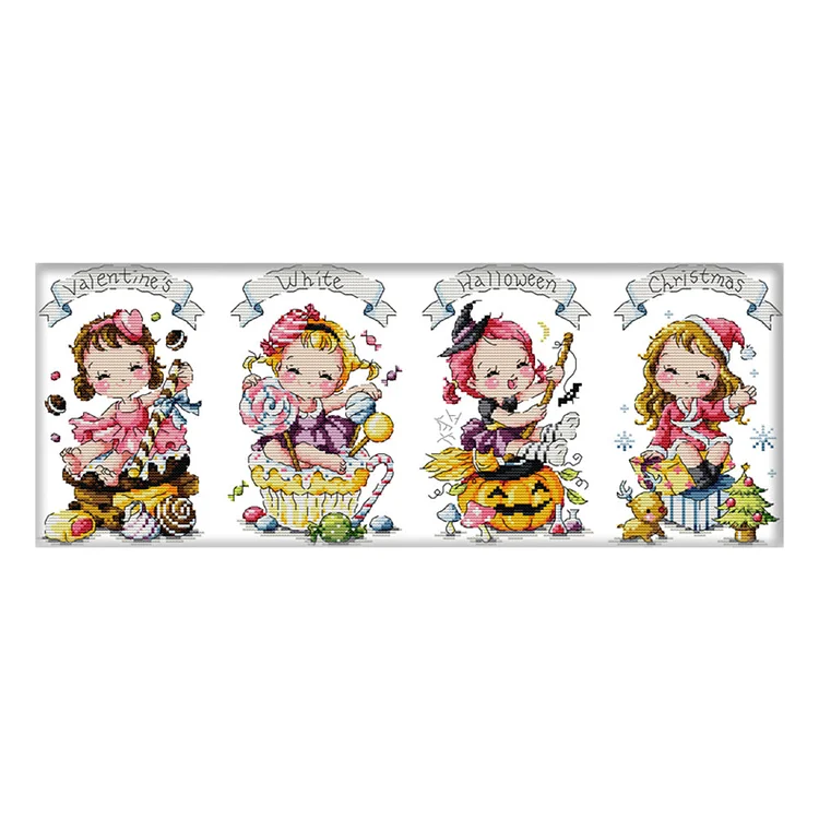 Pecial Holiday Sewing 14CT Printed Cross Stitch Kits (54*22CM) fgoby