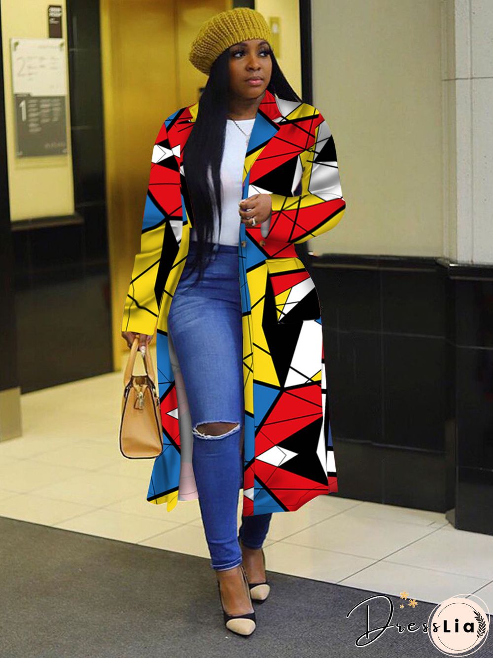 Plaid Print Full Sleeve High Street Long Coat