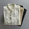 Gioiacombo&trade; Camicia da uomo a maniche lunghe in cotone e lino casual retr&ograve;