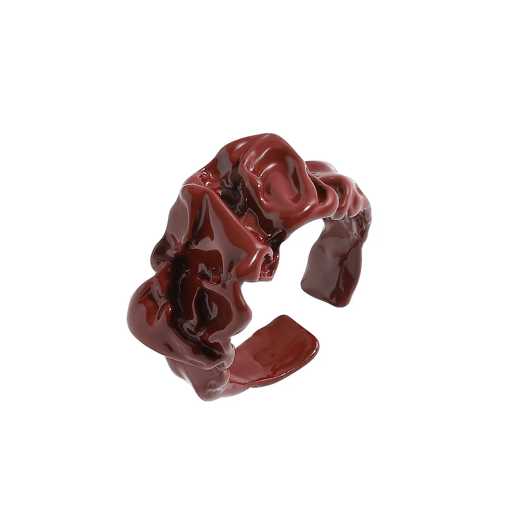 Dvacaman 2021 New INS Trendy Colorful Dripping oil Geometric Rings Candy Color Hand Painted Irregular Open Rings Female Jewelry