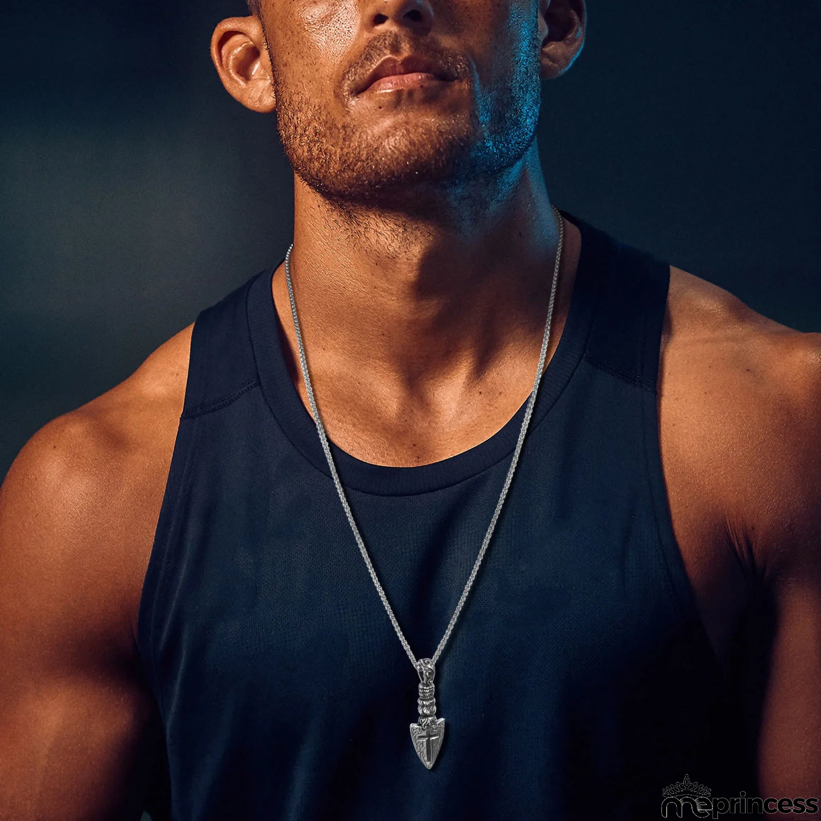 Men's Metal Stainless Steel Link Chain Trendy Arrow Head Necklace