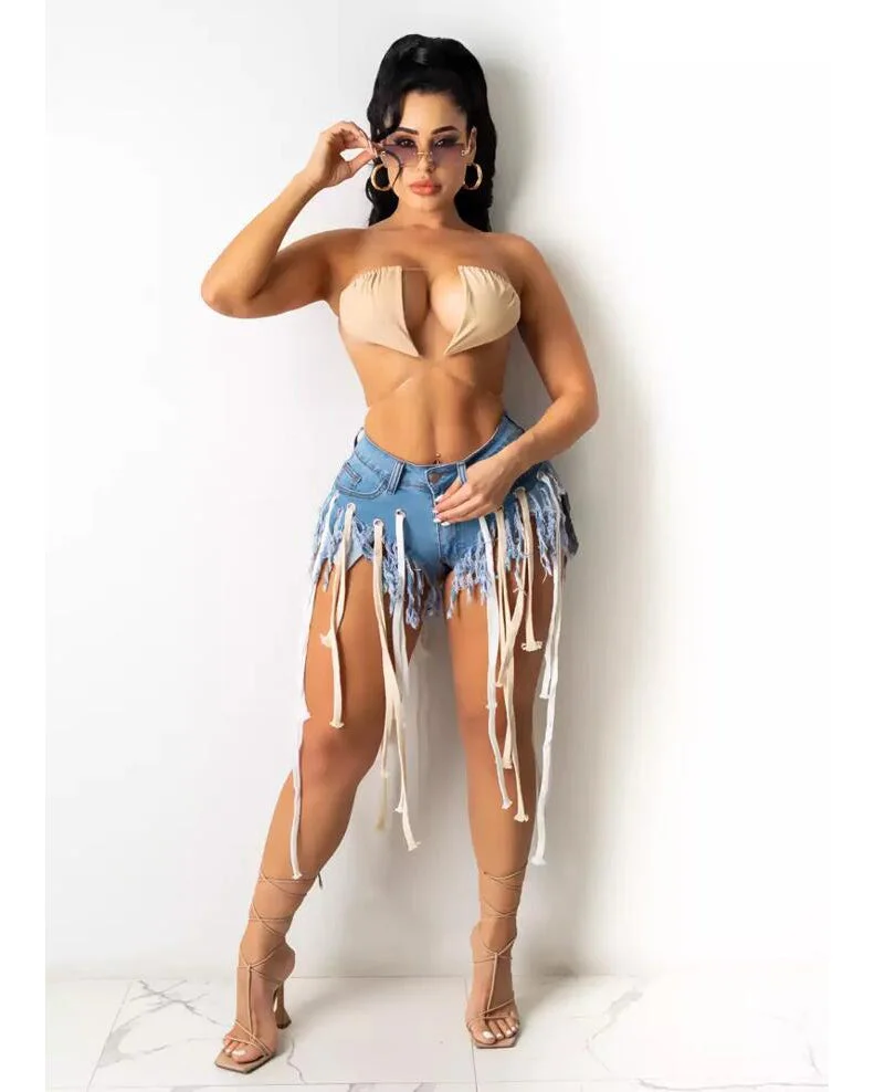 String Him Along Denim Shorts
