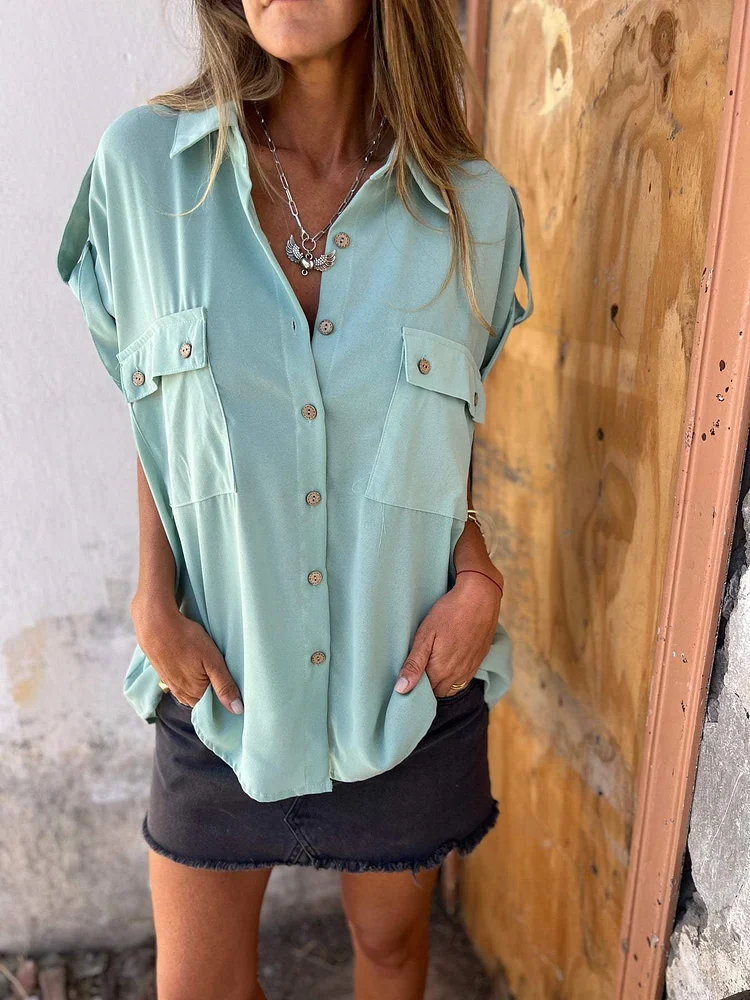 Casual Lapel Off Shoulder Shirt