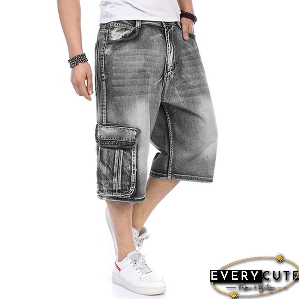 Plus Size S-5XL Men's Fashion Shorts Cargo Jeans Denim Shorts Casual Loose Style Waist Jean Shorts Size