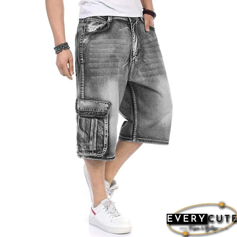 Plus Size S-5XL Men's Fashion Shorts Cargo Jeans Denim Shorts Casual Loose Style Waist Jean Shorts Size