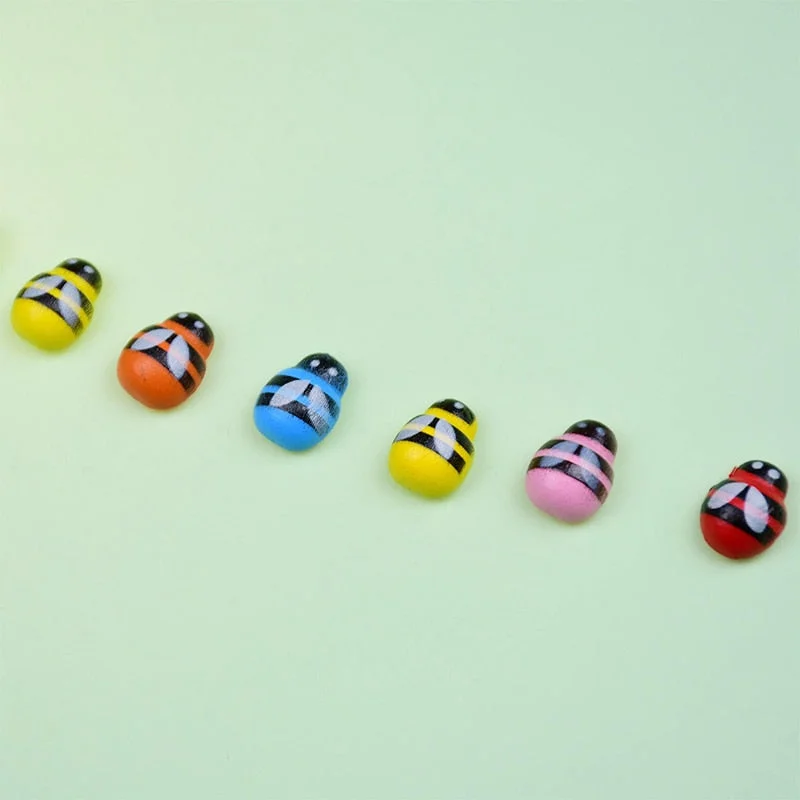 100pcs Mini Wooden Bee DIY Handmade Craft Fridge Wall Sticker Home Decor Wedding Baby Shower Kids Bee Birthday Party Decoration