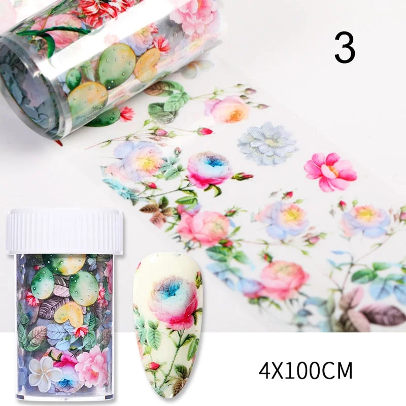 10Pcs/Bag Marble Nail Art Transfer Foil Sticker Flower French Tip Wraps Adhesive Decals Nails Decoration Manicures Accessories-Nail Inspo