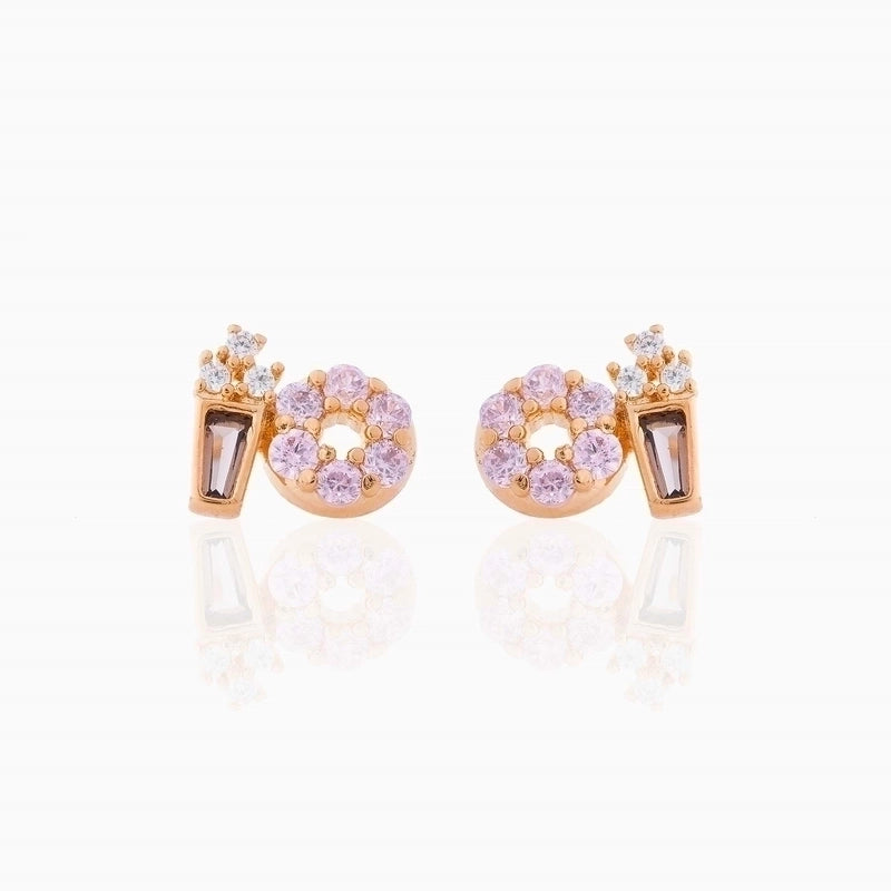 Fashion Geometric Coke Hamburger Brass Inlaid Zircon Ear Studs 1 Pair
