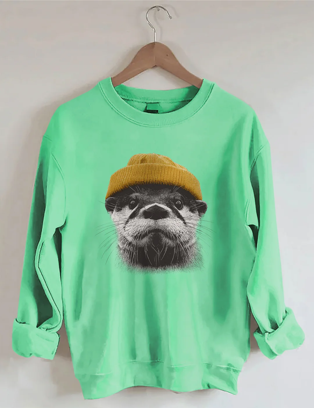 Otter Wearing Beanie Sweatshirt