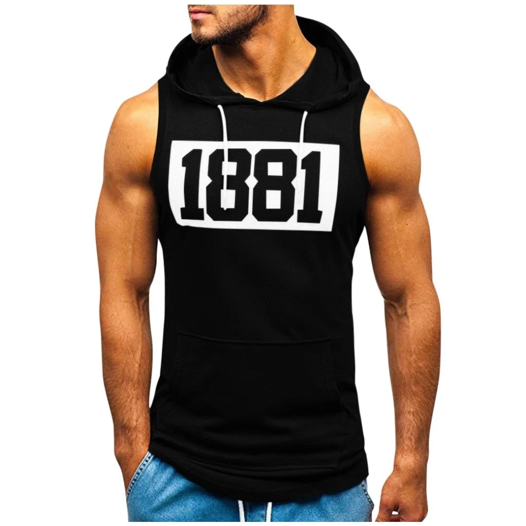 Brand Gyms Clothing Mens Bodybuilding Hooded Tank Top Cotton Sleeveless Vest Sweatshirt Fitness Workout Sportswear Tops Male