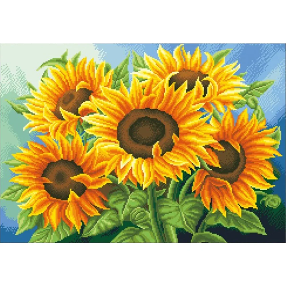 11CT Full Stamped Cross Stitch Bead Embroidery - Sunflower(Canvas|65*50CM)