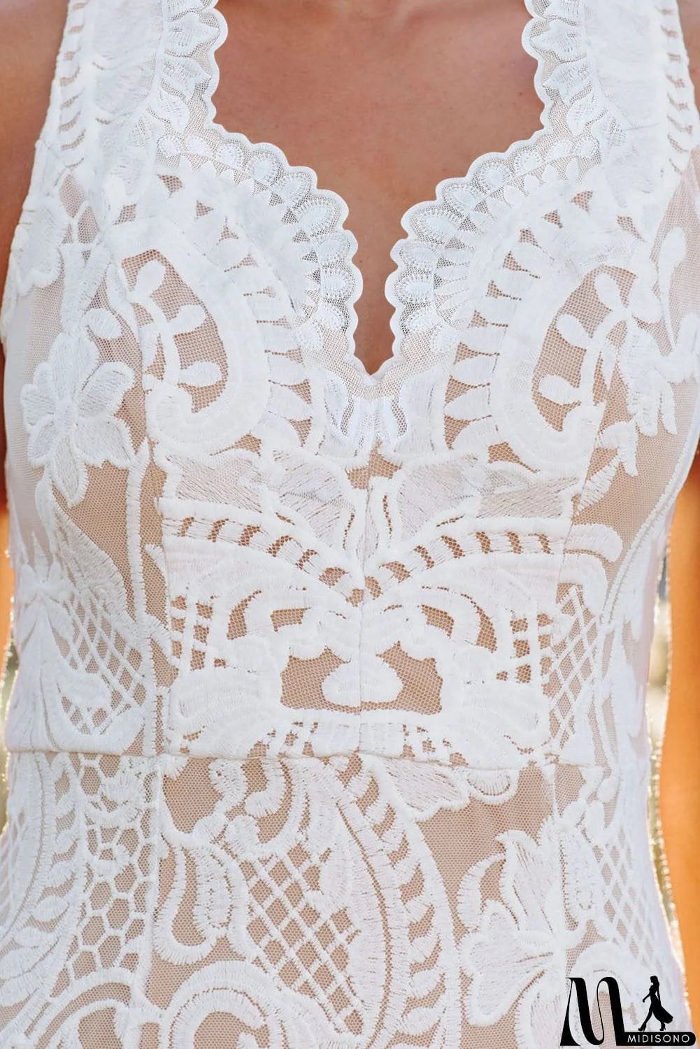 MidiSono - Zip Back Sleeveless Crochet Lace Maxi Dress