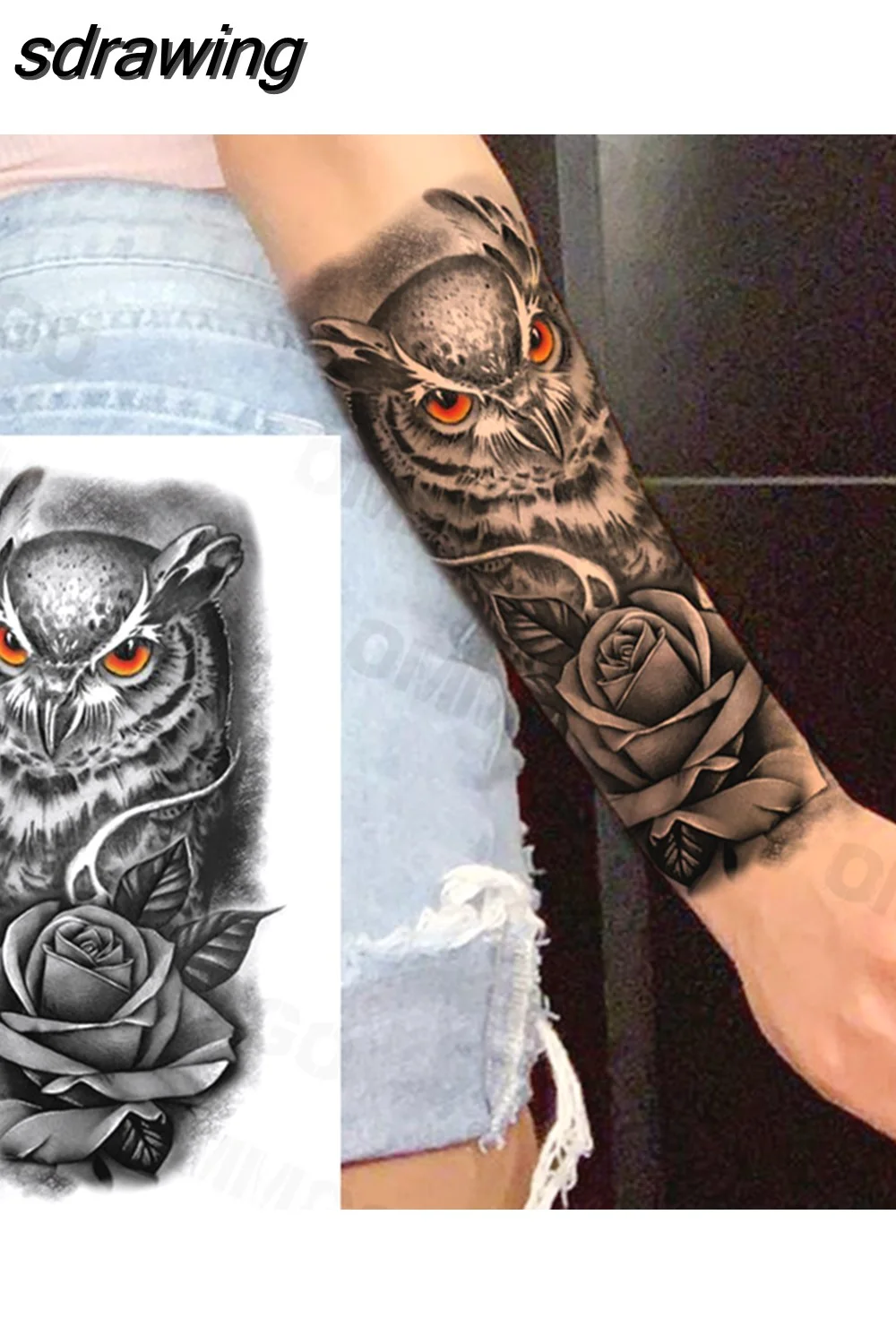 sdrawing Lion Rose Flower Temporary Tattoos For Women Adult Girl Compass Skull Fake Tattoo Arm Thigh Body Art Waterproof Tatoos