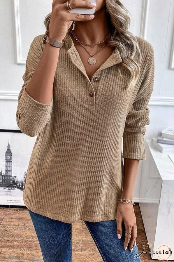 Stylish Buttoned Long Sleeve Sweater