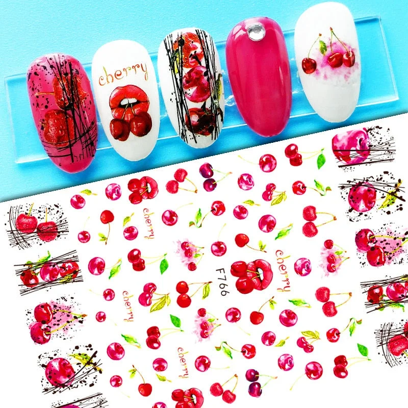 1PC Lemon Banana Nail Water Decals Watermelon Avocado Fruit Flower Leaf Water Transfer Sliders Nail Stickers For Nails Manicures-Nail Inspo