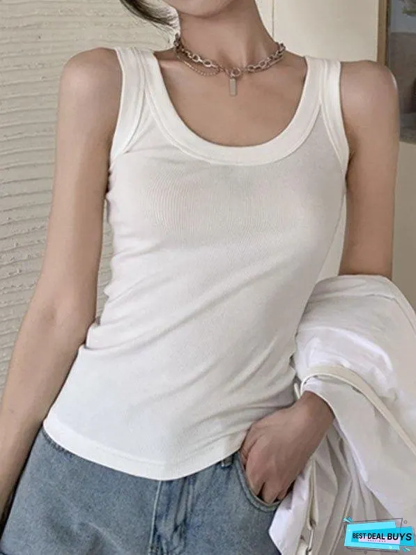 Women's Sportswear Polyester Commute Style Sleeveless Slim Tops