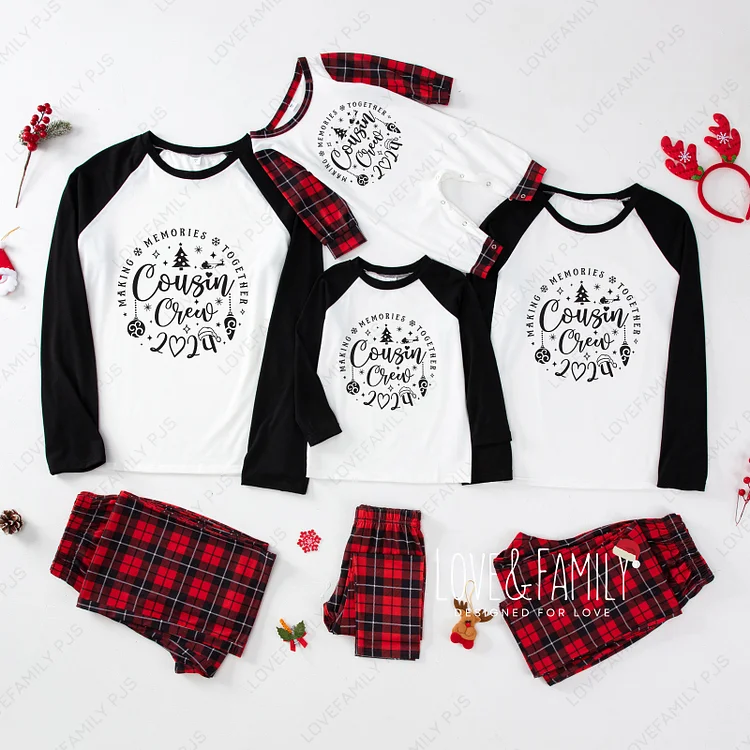 2024 Cousin Crew Family Matching Christmas Red Plaids Pajamas Set