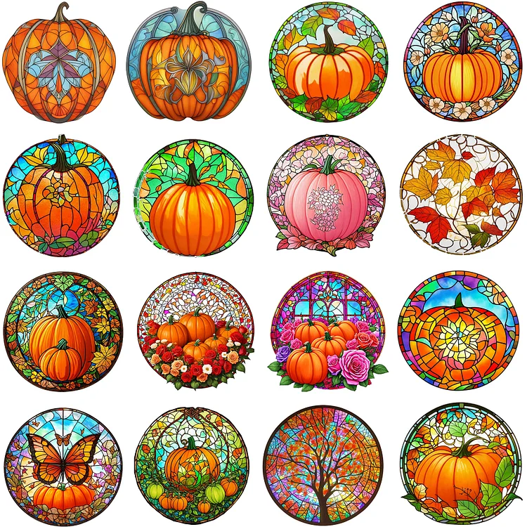 Flower Pumpkin Glass Painting 40*40CM (Canvas) AB Round Drill Diamond  Painting