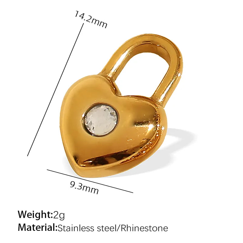 1 Piece 14.2*9.3mm 304 Stainless Steel Artificial Rhinestones 18K Gold Plated Moon Heart Shape Horseshoe Pendant Jewelry Accessories