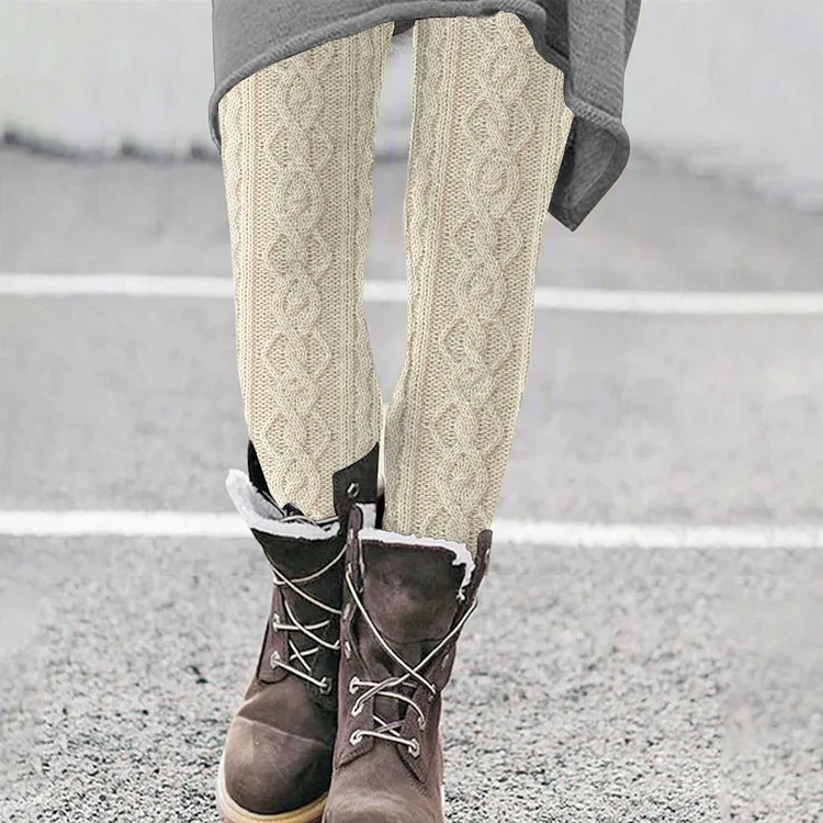 Vintage Pure Wool Pattern Cozy Knit Leggings
