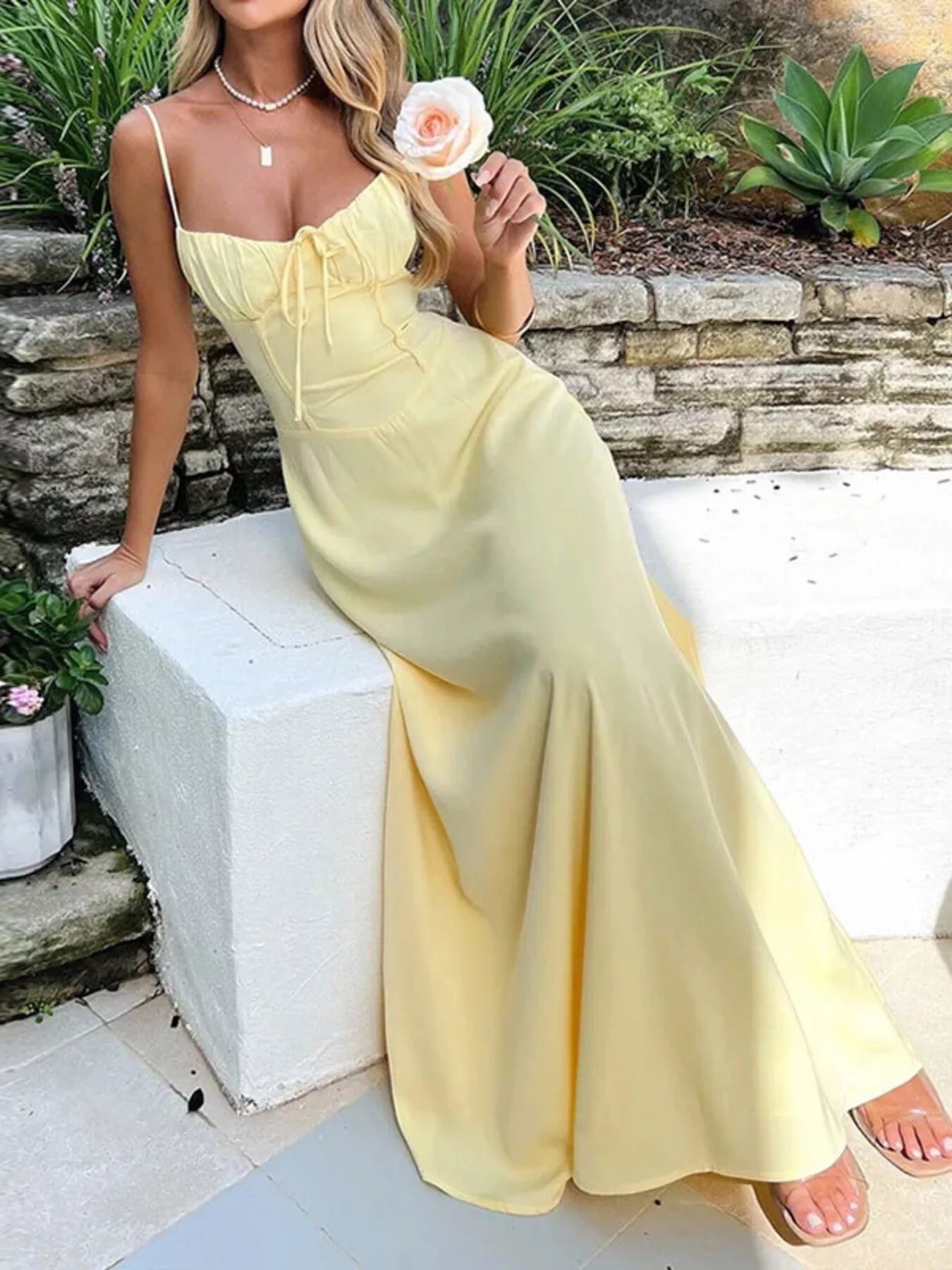 Tie Front Spaghetti Strap Maxi Dress mysite idetrend
