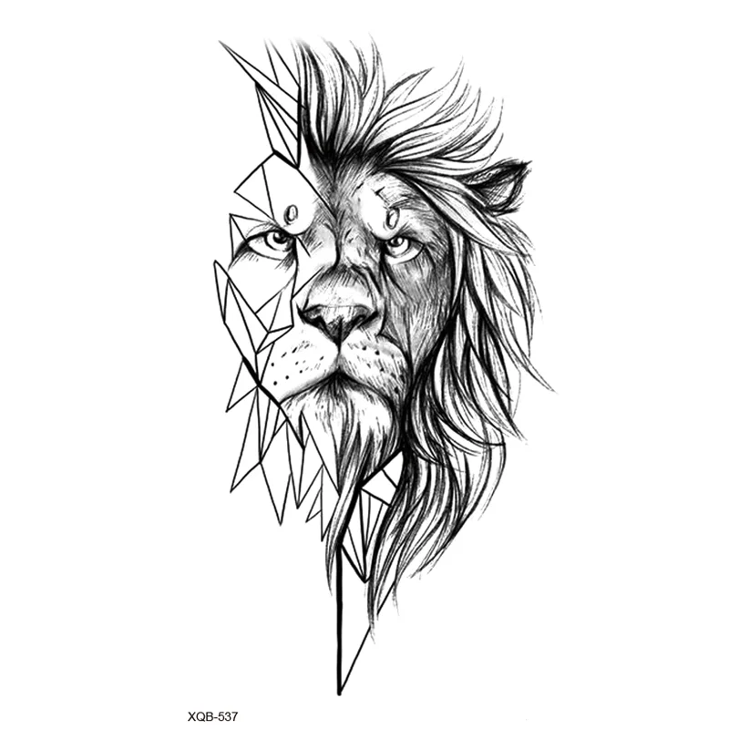 Sdrawing Skull/Elephant/Tiger/Lion Waterproof Temporary Tattoos Men Henna Tatoo Stickers Tattoo Body Art Fake Tattoos