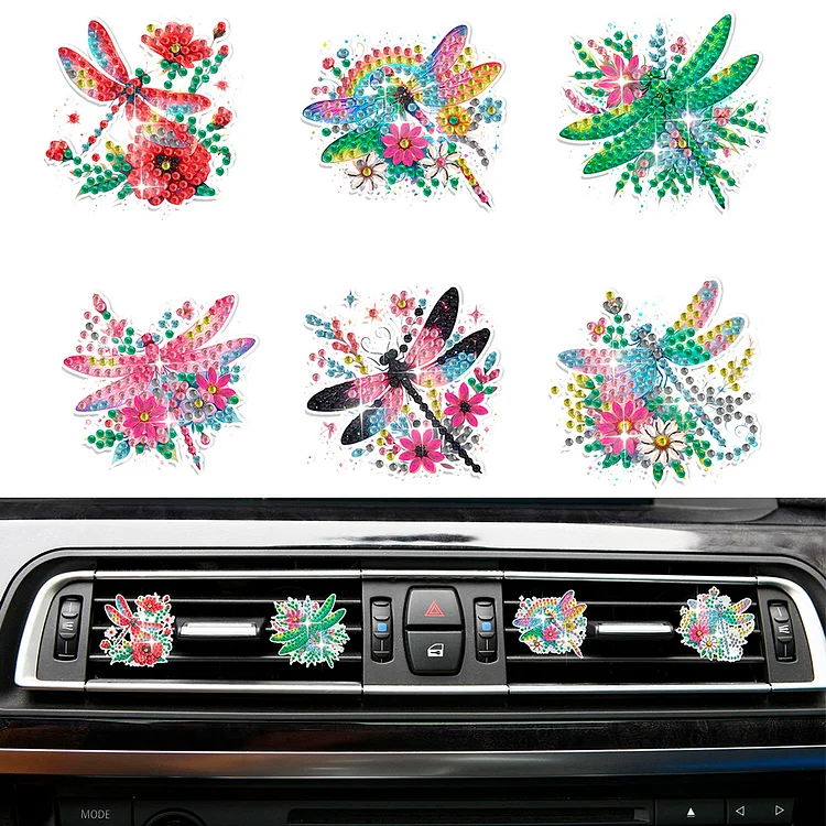 6Pcs Diamond Painting Car Air Vent Clips Car Decor for Women Girls (Dragonfly) gbfke