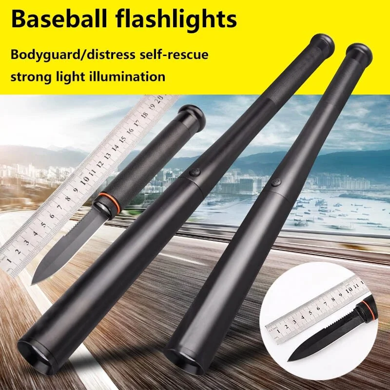 Strong Light LED Flashlight Baseball Bat Long-Range Military Outdoor ...