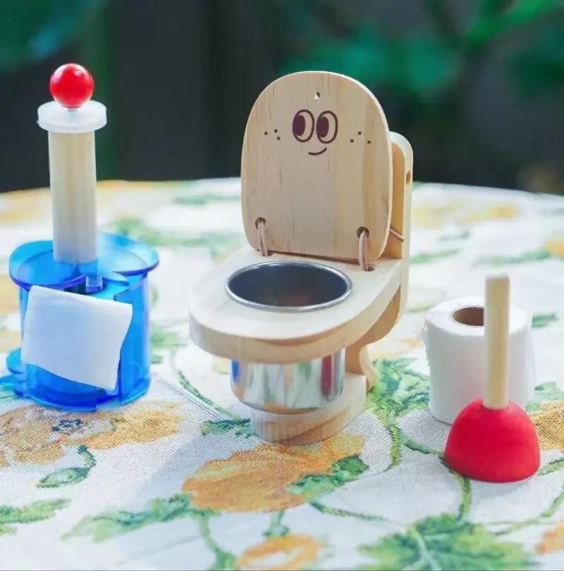 Pooping Parrot Toy Set &ndash; Funny Toilet-Themed Wooden Toy for Parrots  Birdcagelab