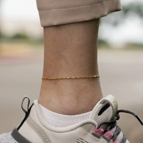 18k Gold Chain Anklet Twist Chain Anklet
