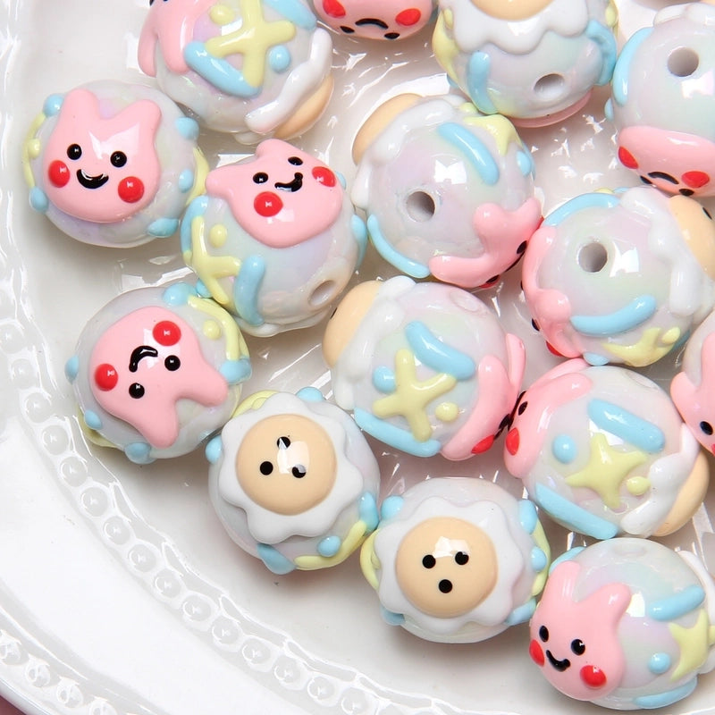 5 Pieces Summer New Heavy Oil Hand-Painted Beads Diy Beaded Diy Mobile Phone Chain Car Hanging Bag Hanging Chain Head Rope Beads