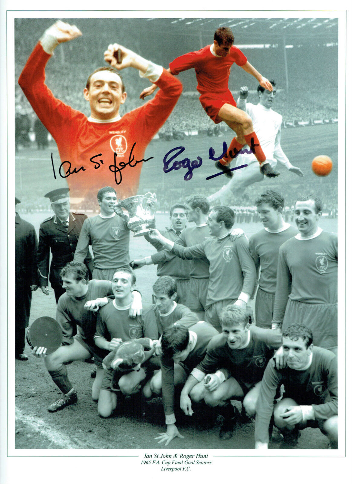 Ian St JOHN & Roger HUNT Signed Autograph Liverpool Montage Photo Poster painting AFTAL COA