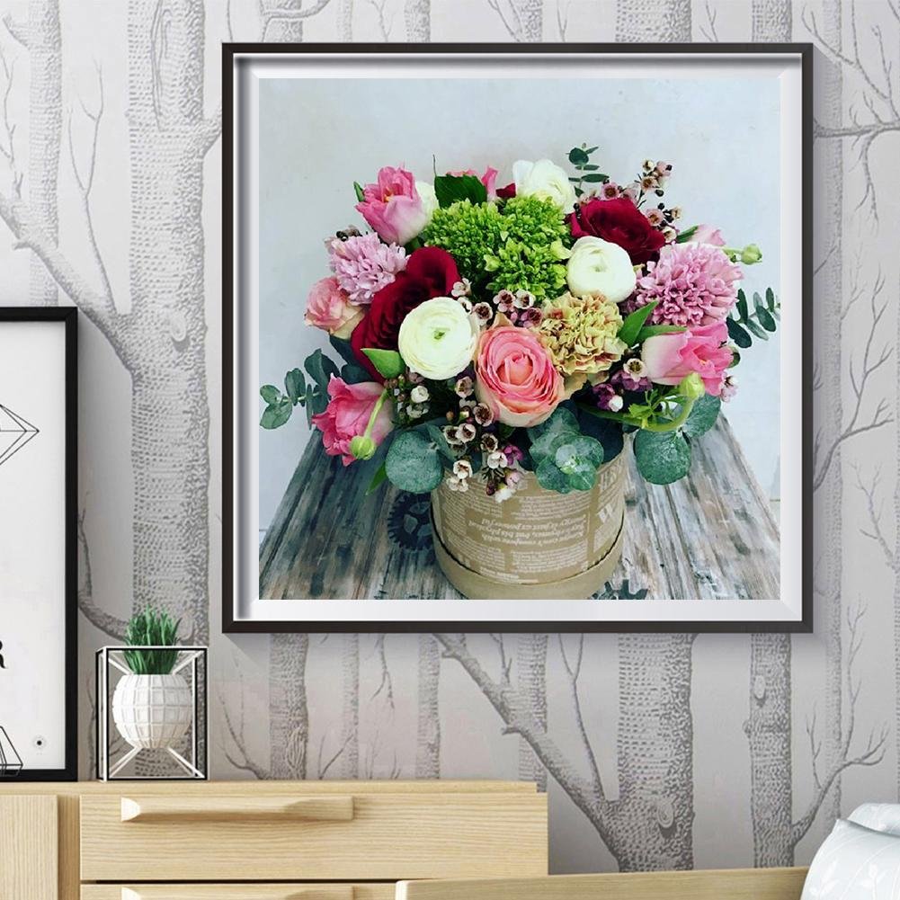 30*30CM-Round Drill Diamond Painting-Color Flowers