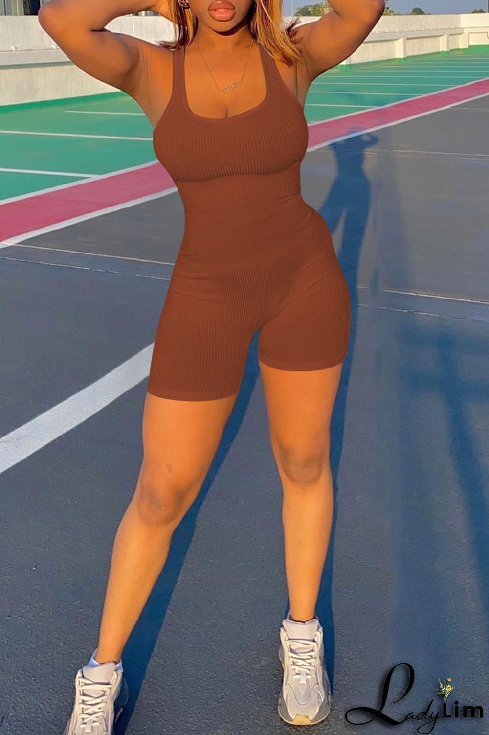 Black Casual Sportswear Solid Split Joint U Neck Regular Jumpsuits