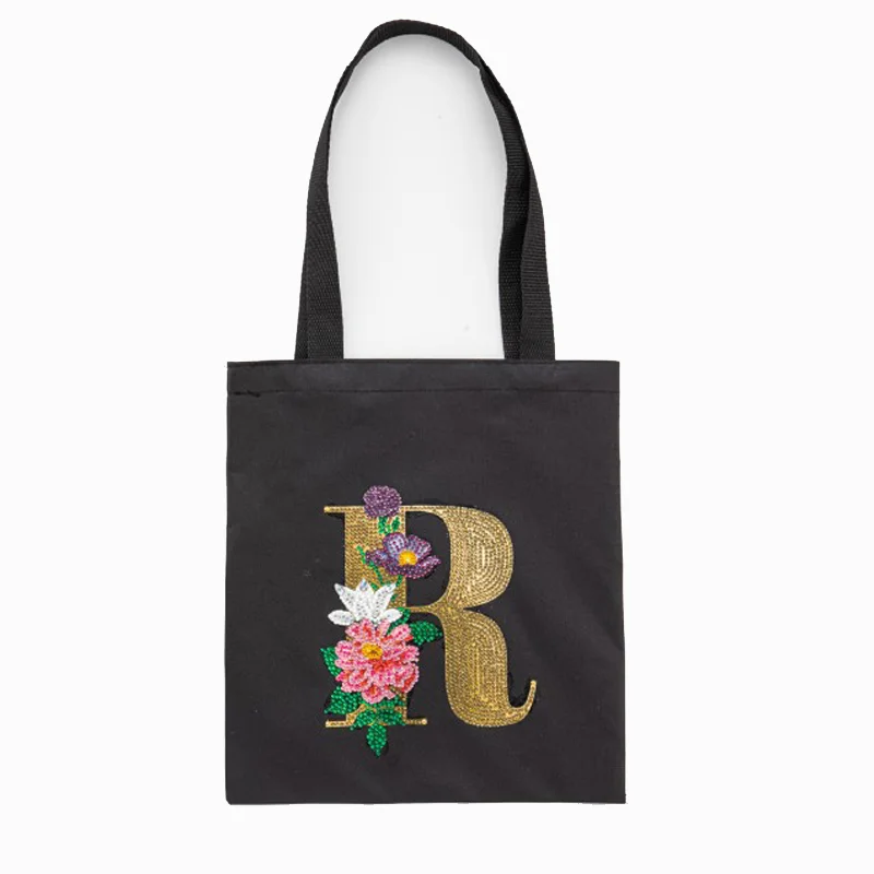 DIY Diamonds Painting Handbag Linen Shopping Bag Portable Fashion for Work