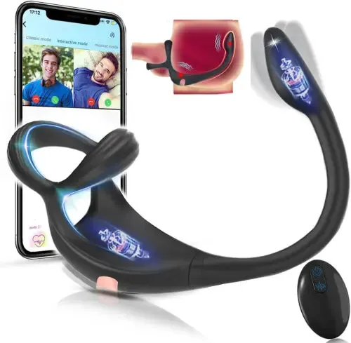 pornhint Pornhint Vibrating Cock Ring Taint Stimulator with Mini Prostate Massager App Controlled