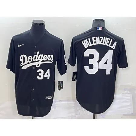 Men's Los Angeles Dodgers #34 Toro Valenzuela Black Cool Base Stitched Baseball Jersey YBXP