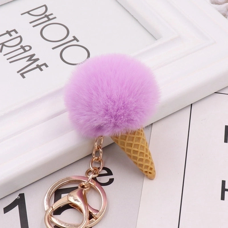Cute Ice Cream Plush Women’s Bag Pendant Keychain