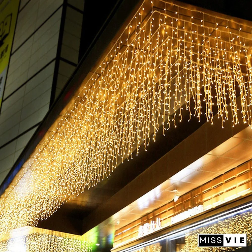 5M Christmas LED Curtain Icicle String Lights Droop 0.4-0.6m AC 110V/220V Garden Street Outdoor Decorative Holiday Light