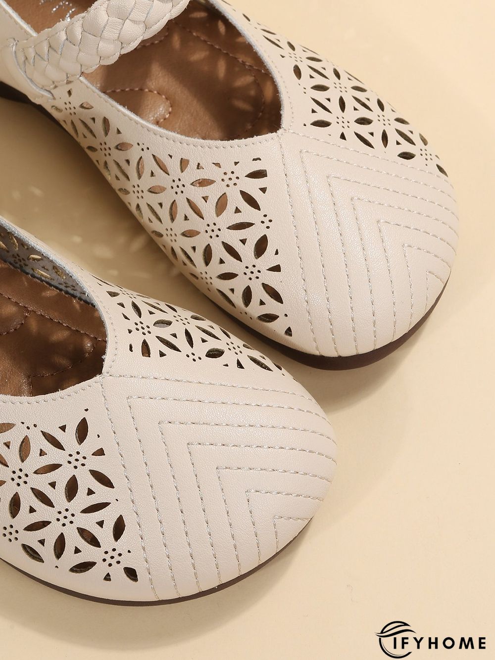 Round Toe Low Heel Woven Comfortable Mary Jane Shoes | IFYHOME