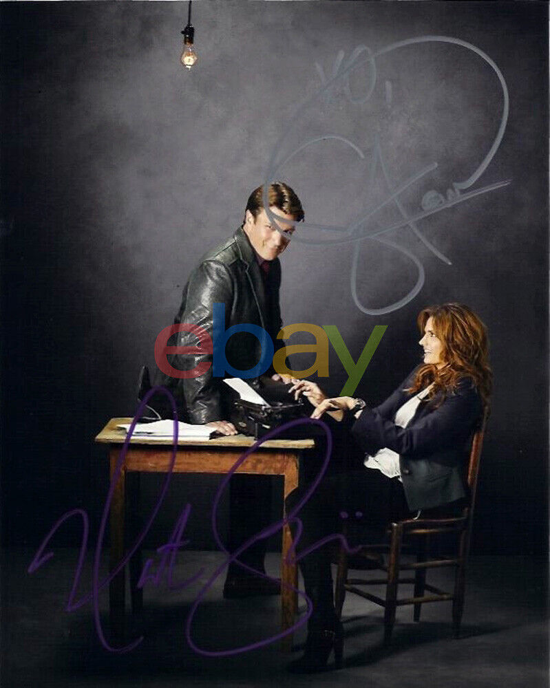 Stana Katic & Nathan Fillion Castle Autographed 8x10 Photo Poster painting reprint