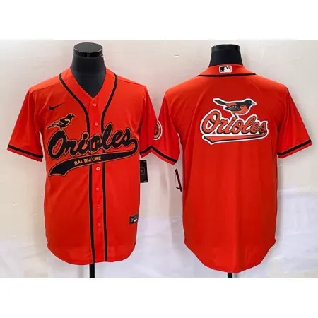 Men's Baltimore Orioles Orange Team Big Logo Cool Base Stitched Jersey 7JY4