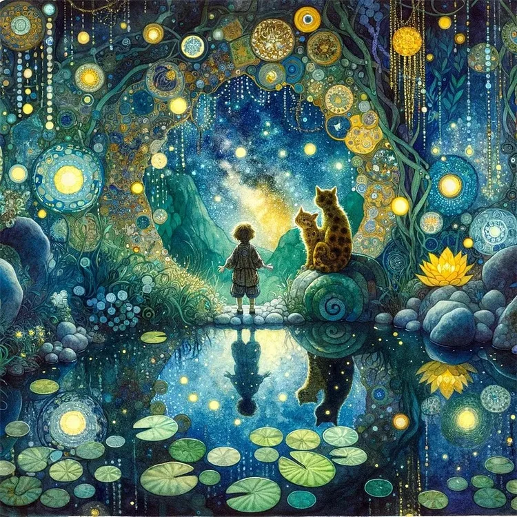 【Yishu Brand】Moonlight Over Lotus Pond (50*50cm) 11CT Stamped Cross Stitch gbfke