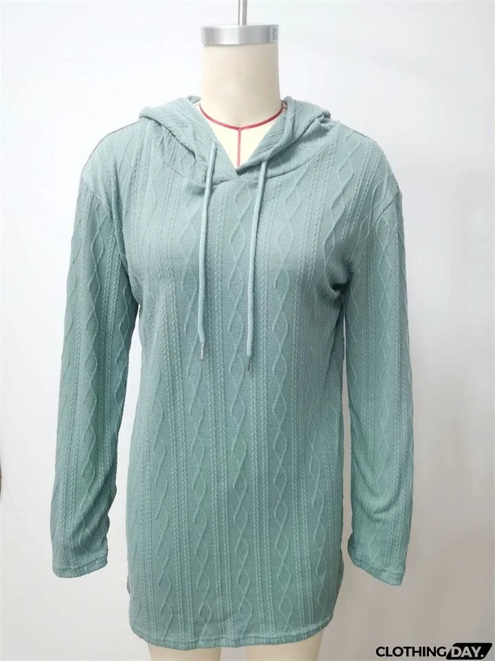 Rhombus Jacquard Trendy Hooded Knit Dress for Women