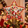 DIY Diamond Painting Christmas Tree Topper Star, Acrylic Holiday Tree Top Decoration with Spring Base, Removable Tabletop Christmas Decor