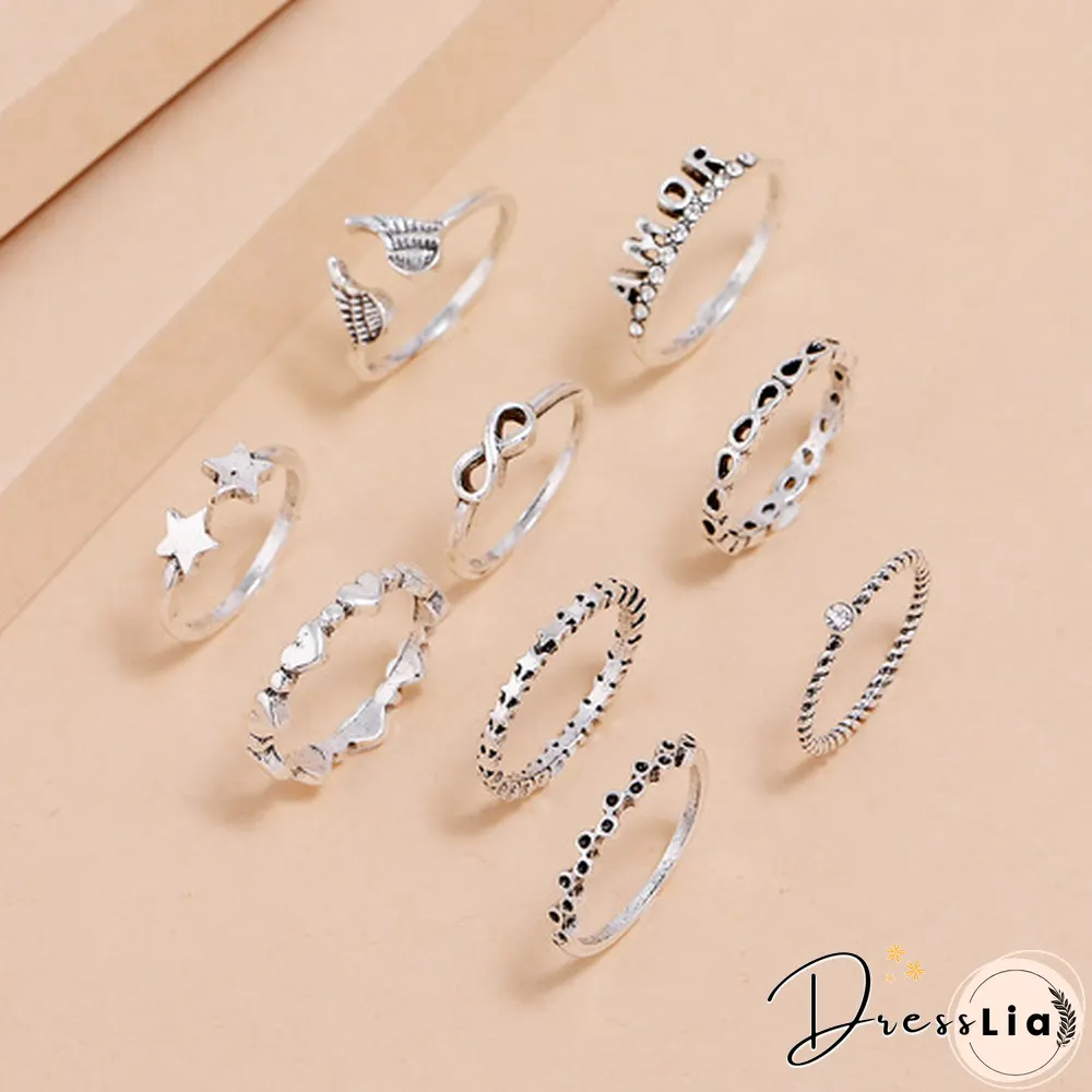 Personality Geometry 9PCS Ring Set