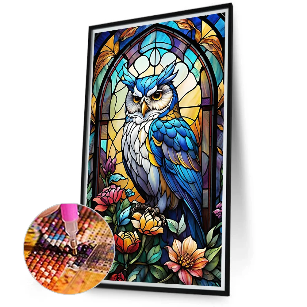 Diamond Painting - Full Round Drill - Stained Glass Owl(Canvas|40*70cm)